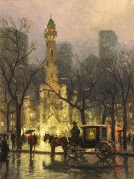 water serpents Painting - The Water Tower Chicago Thomas Kinkade